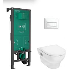 Hansgrohe GladeLake S 60301450 zestaw miska z deską i stelaż z przyciskiem