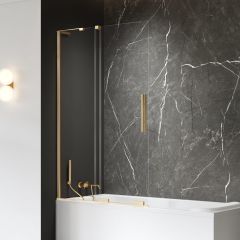 New Trendy Smart Gold Brushed EXK7785WL parawan nawannowy 80 cm 2-częściowy złoty szczotkowany/szkło przezroczyste