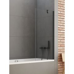New Trendy New Soleo Black P0051 parawan nawannowy 90 cm 1-częściowy czarny mat/szkło przezroczyste