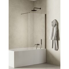 New Trendy New Soleo Gunmetal Brushed P0145WP parawan nawannowy 90 cm 1-częściowy szczotkowany/szkło przezroczyste