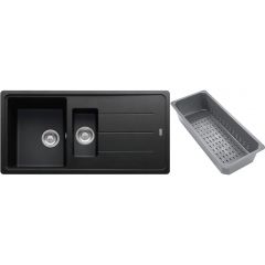 Franke Basis 1140743072 zlewozmywak granitowy z wkładką ociekową 97x50 cm szary/grafitowy/onyx