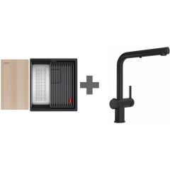 Franke Kanon 1250749685 zlewozmywak z baterią czarny/czarny