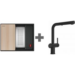 Franke Kanon 1250749686 zlewozmywak z baterią czarny/czarny