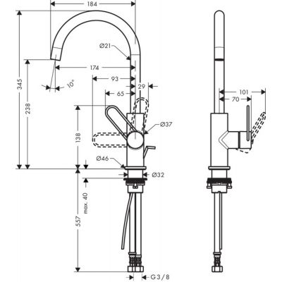 Axor Uno 38036000 bateria umywalkowa stojąca