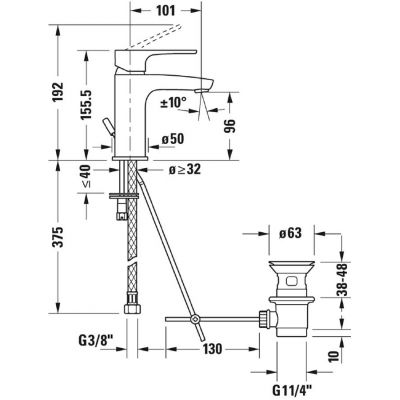 Duravit B.1 B11010001010 bateria umywalkowa stojąca