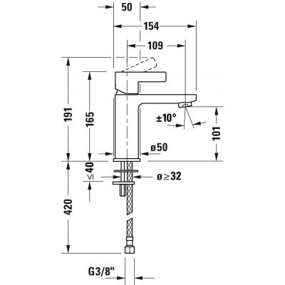 Duravit D-Neo DE1020002010 bateria umywalkowa stojąca chrom