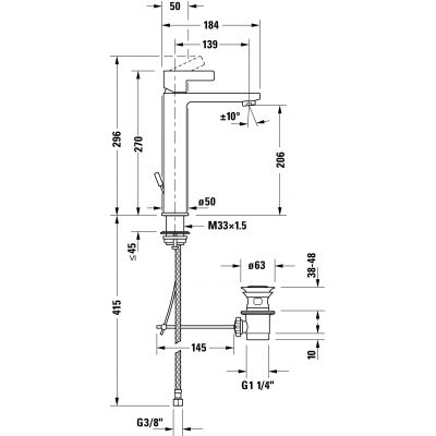 Duravit D-Neo DE1030001010 bateria umywalkowa stojąca chrom