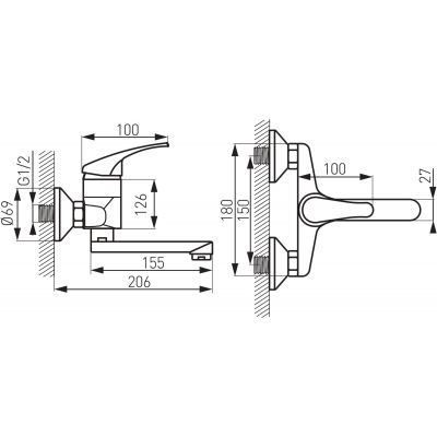Ferro Basic BBC3 bateria umywalkowa ścienna chrom