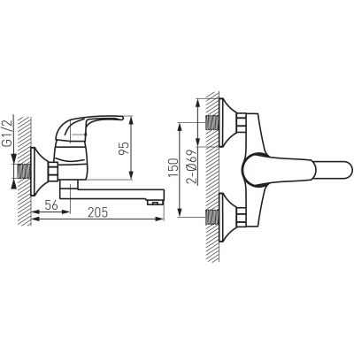 Ferro Vasto BVA3 bateria umywalkowa ścienna