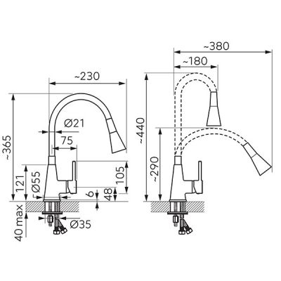 Ferro Zumba II BZA42S bateria kuchenna stojąca chrom