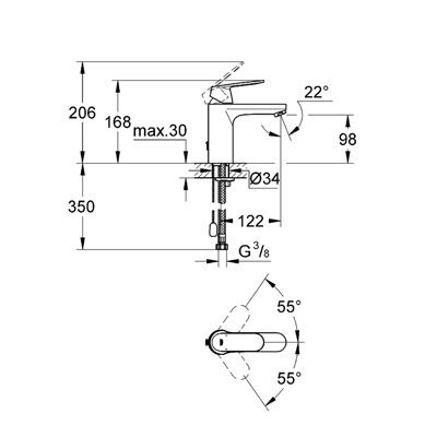 Grohe Eurosmart Cosmopolitan 23326000 bateria umywalkowa stojąca starlight chrome