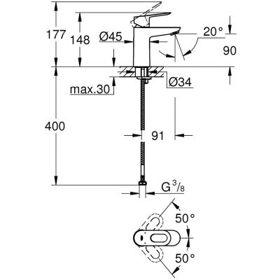 Grohe Bauloop 23337000 bateria umywalkowa stojąca starlight chrome