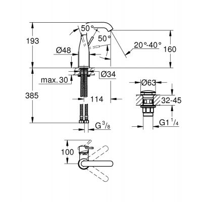 Grohe Essence 23798001 bateria umywalkowa stojąca starlight chrome