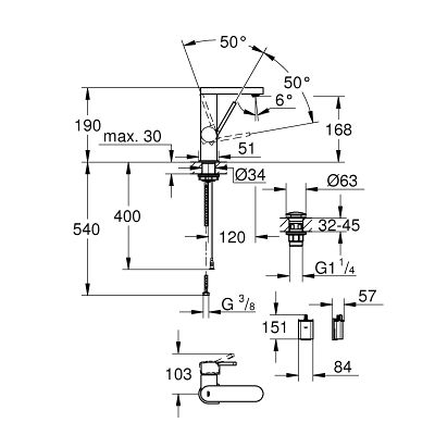 Grohe Plus 23958003 bateria umywalkowa stojąca starlight chrome