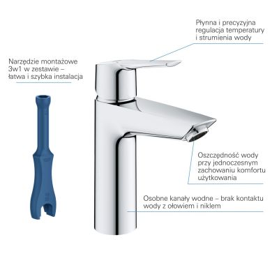 Grohe Start 24204002 bateria umywalkowa stojąca starlight chrome