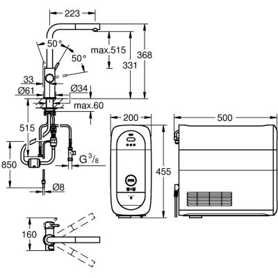 Grohe Blue 31539000 zestaw startowy z baterią kuchenną stojąca starlight chrome