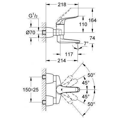 Grohe Euroeco 32771000 bateria umywalkowa ścienna starlight chrome