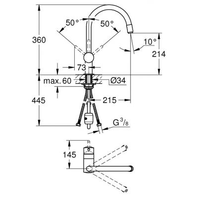 Grohe Minta 32918000 bateria kuchenna stojąca starlight chrome