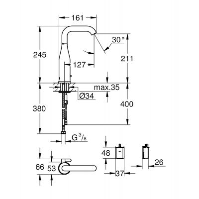 Grohe Essence 36445000 bateria umywalkowa stojąca elektroniczna starlight chrome