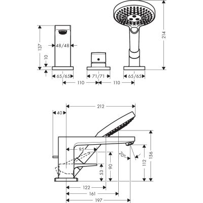 Hansgrohe Metropol 32550000 bateria wannowo-prysznicowa