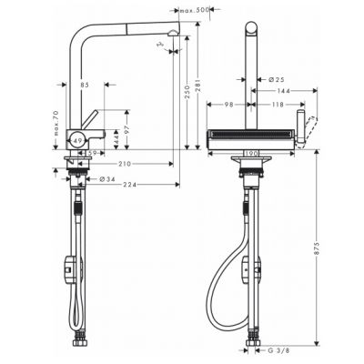 Hansgrohe Aquno Select 73830670 bateria kuchenna