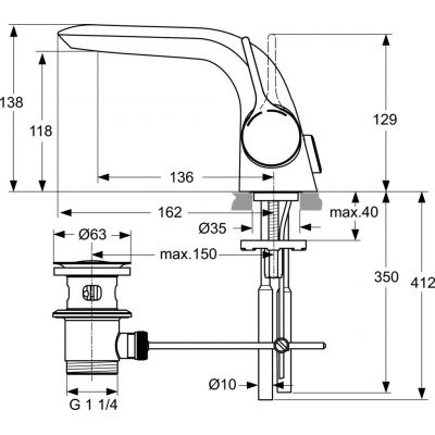 Ideal Standard Melange A4258AA bateria umywalkowa stojąca chrom