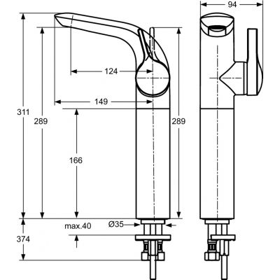 Ideal Standard Melange A4266AA bateria umywalkowa stojąca chrom