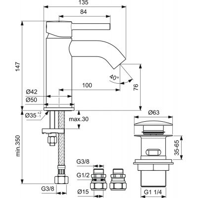 Ideal Standard Ceraline BC186AA bateria umywalkowa stojąca