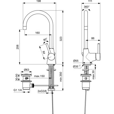 Ideal Standard Ceraline BC195AA bateria umywalkowa stojąca
