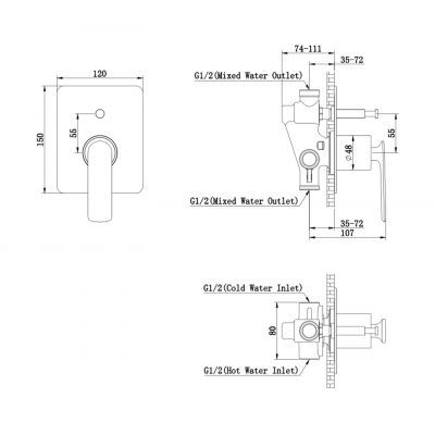 Kohlman Experience Gray QW210EG bateria wannowo-prysznicowa podtynkowa