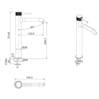 Ksuro 01 10001010 bateria umywalkowa stojąca chrom
