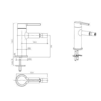 Oltens Rann 31307300 bateria bidetowa stojąca czarny mat