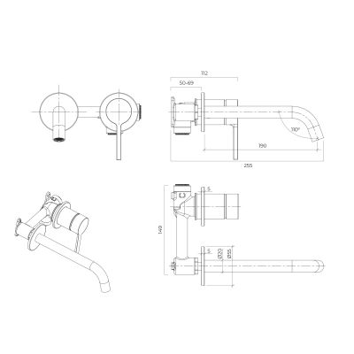 Oltens Rann 32603300 bateria umywalkowa podtynkowa czarny mat