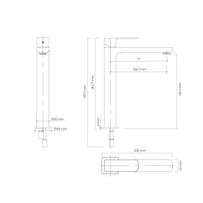 Oltens Hadsel 32404400 bateria umywalkowa stojąca grafit