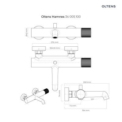 Oltens Hamnes 34005100 bateria wannowo-prysznicowa ścienna chrom