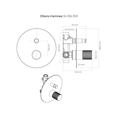 Oltens Hamnes 34106300 bateria wannowo-prysznicowa podtynkowa czarny mat