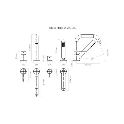 Oltens Molle 34200800 bateria wannowo-prysznicowa nawannowa złoty połysk