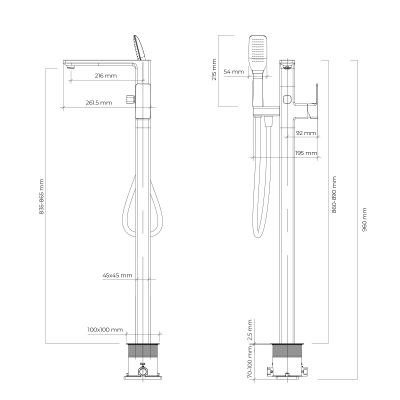 Oltens Hadsel 34303300 bateria wannowo-prysznicowa wolnostojąca czarny mat