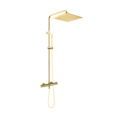Oltens Boran 36503800 zestaw prysznicowy ścienny termostatyczny z deszczownicą złoty połysk