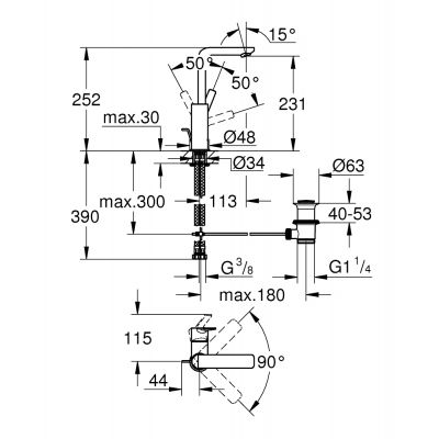Grohe Lineare 23296001 bateria umywalkowa stojąca starlight chrome