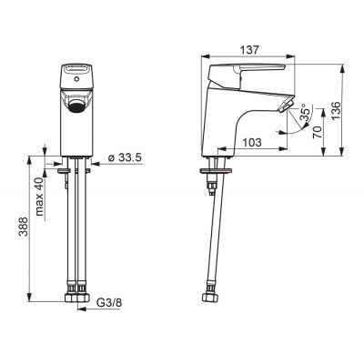 Oras Saga 3910F bateria umywalkowa stojąca chrom