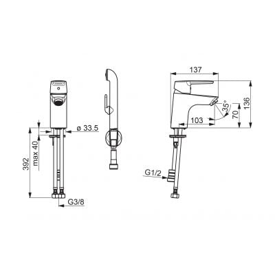 Oras Saga 3912F bateria umywalkowa stojąca chrom