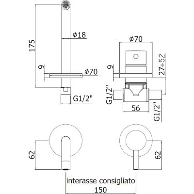 Paffoni Light LIG006ST70 bateria umywalkowa