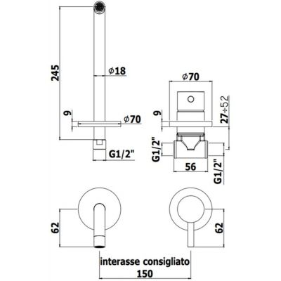 Paffoni Light LIG007NO70 bateria umywalkowa