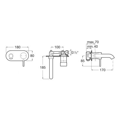 Roca Lanta A5A3511C00 bateria umywalkowa podtynkowa
