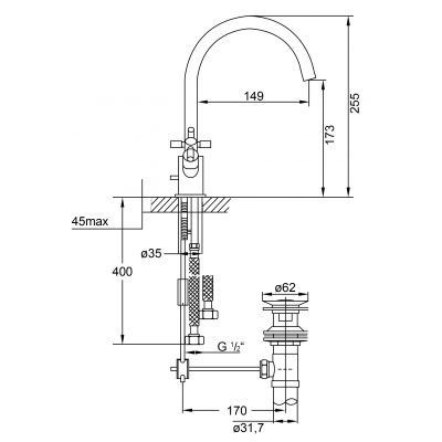 Steinberg 250 2501500 bateria umywalkowa stojąca