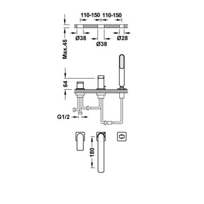 Tres Loft-Tres 20016203 bateria wannowo-prysznicowa