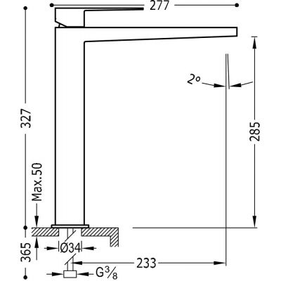 Tres Slim Exclusive 20210305NM bateria umywalkowa stojąca czarny