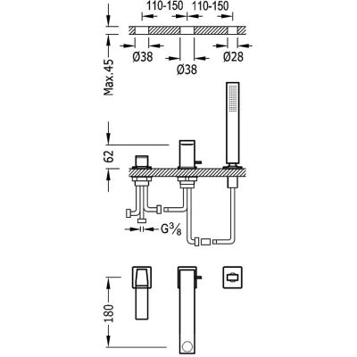 Tres Slim Exclusive 20216103NM bateria wannowo-prysznicowa