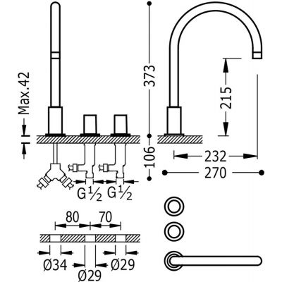 Tres Study Exclusive 06110501AC bateria umywalkowa